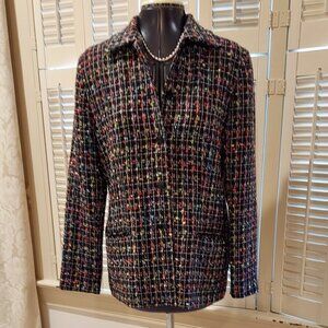 Colorful Confetti Black Jacket Lightweight Sag Harbor Size 8